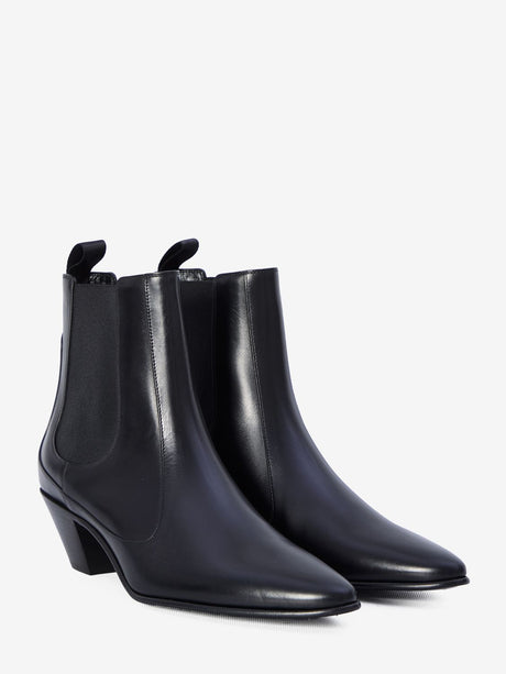 CELINE Sleek Chelsea Boots with Square Heel, 6cm - Black Calfskin