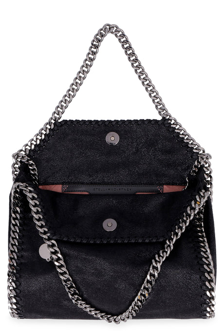 STELLA MCCARTNEY Mini Falabella Tote Handbag in Black with Silver-Tone Chain Detail and Convertible Strap