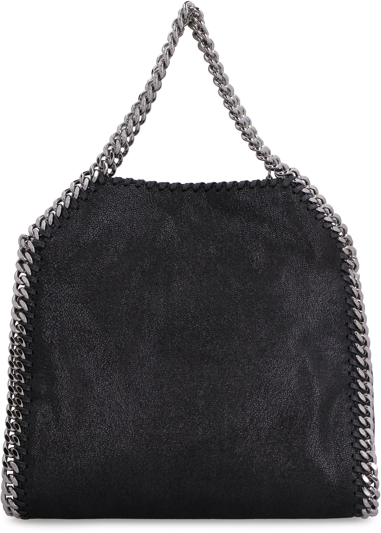 STELLA MCCARTNEY Mini Falabella Tote Handbag in Black with Silver-Tone Chain Detail and Convertible Strap