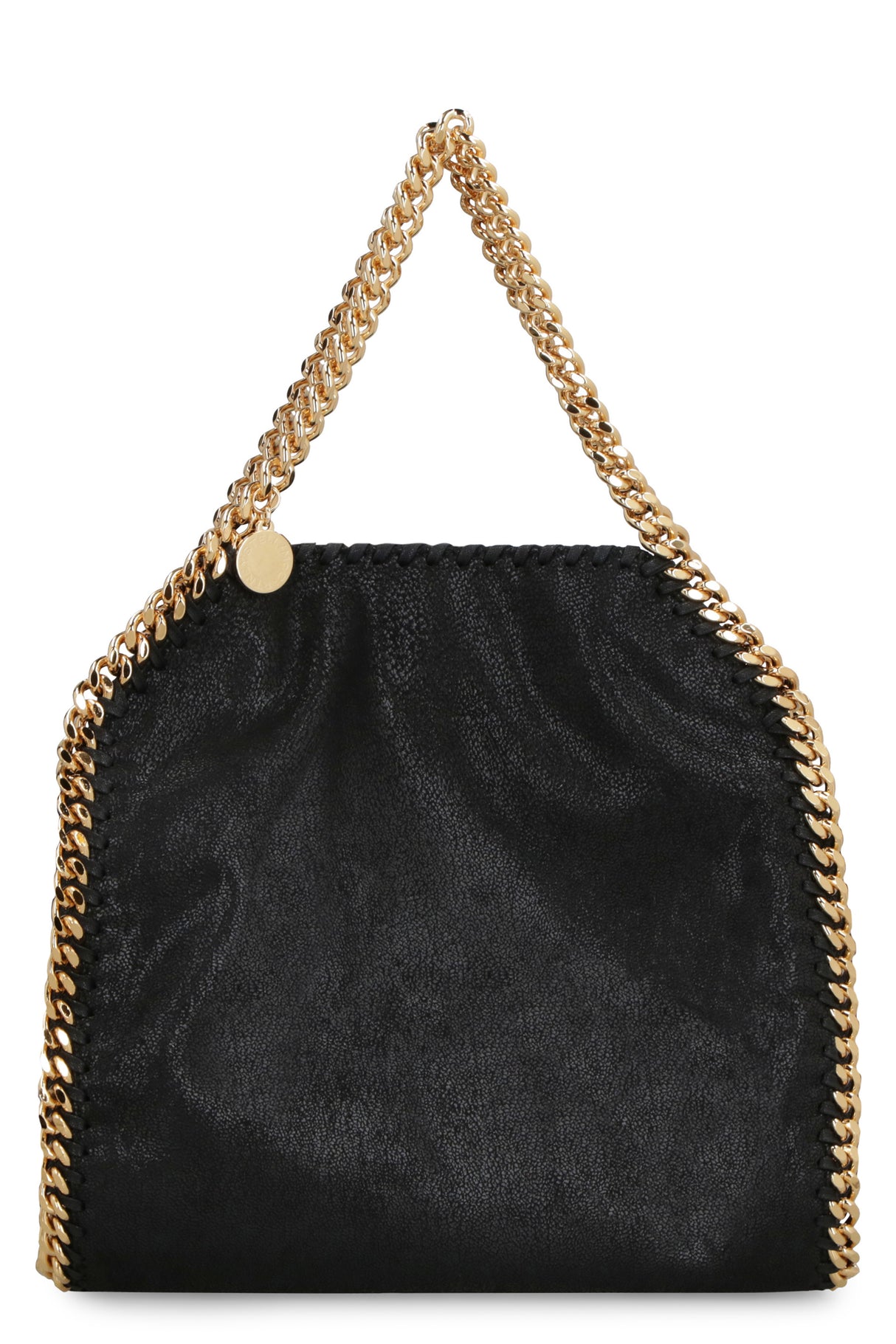 STELLA MCCARTNEY Mini Falabella Tote Handbag in Black Shaggy Deer Fabric with Chain Strap