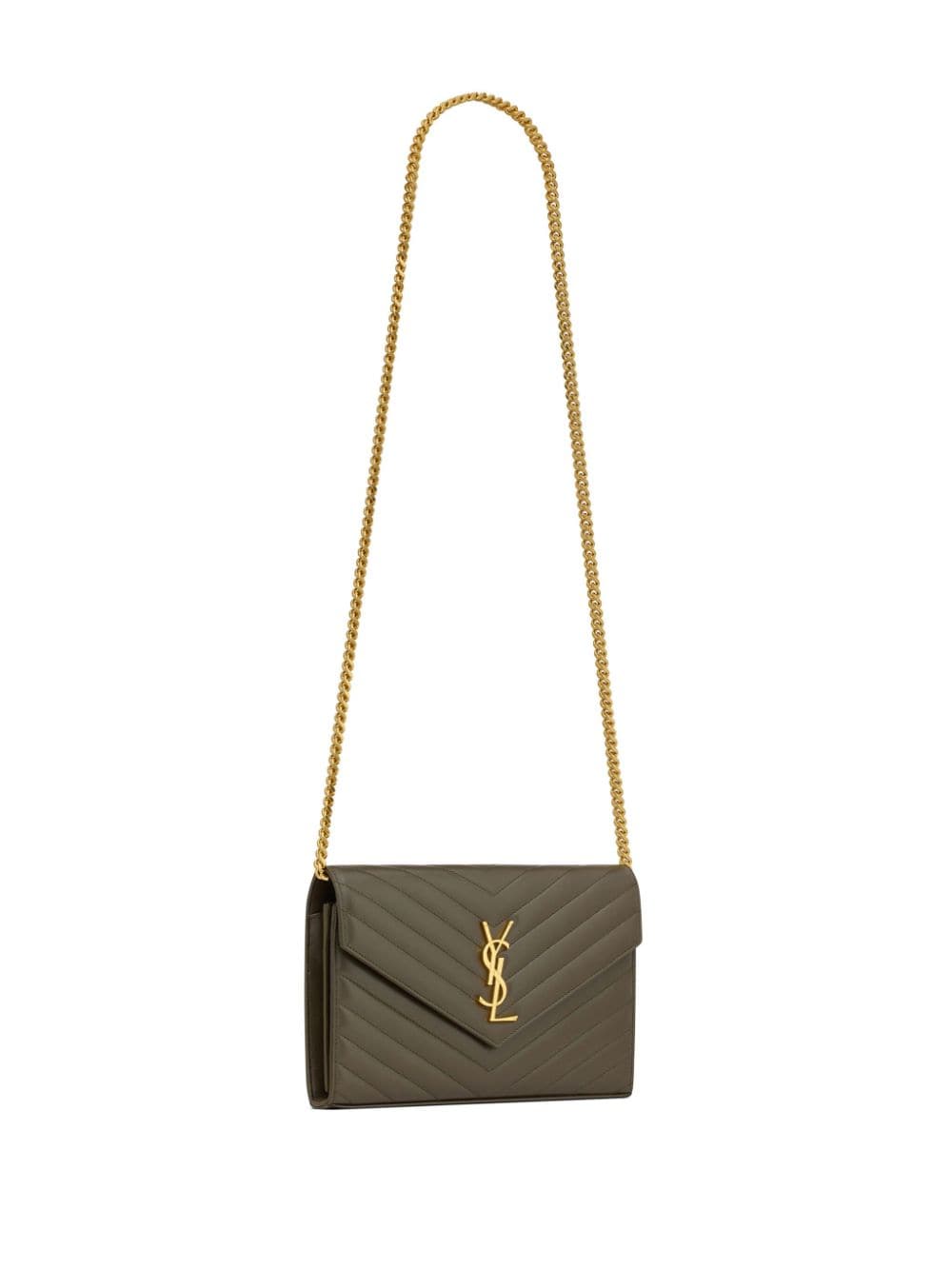 時尚時尚：女性專用橄欖綠色鏈帶手帳包-FW23系列