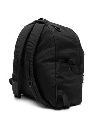 PORTER Black Ripstop Texture Men's Backpack with Multiple Compartments and Logo Patch