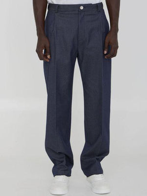 DIOR HOMME FW24 Blue Denim-Effect Cotton and Cashmere Blend Iconic Pants for Men