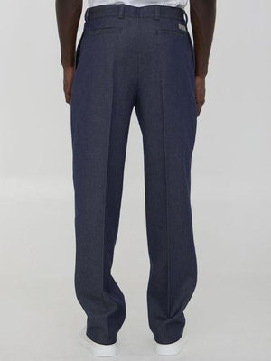 DIOR HOMME FW24 Blue Denim-Effect Cotton and Cashmere Blend Iconic Pants for Men