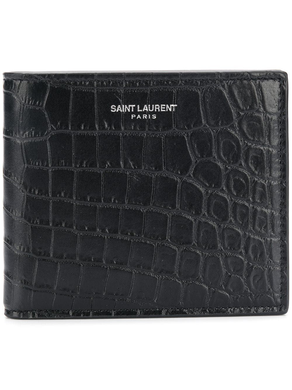 SAINT LAURENT Black Logo Print Wallet for Men