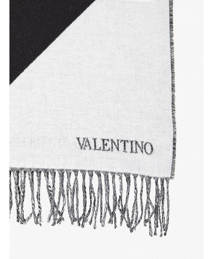 Wool and Cashmere Scarf with Jacquard Design and Fringed Hems