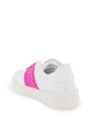 White and Fuchsia Studded Sneakers for Women - FW23