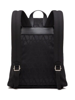 VALENTINO Black All-Over Motif Backpack for Men