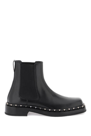 Black Leather Stud Ankle Boots - FW23 Collection