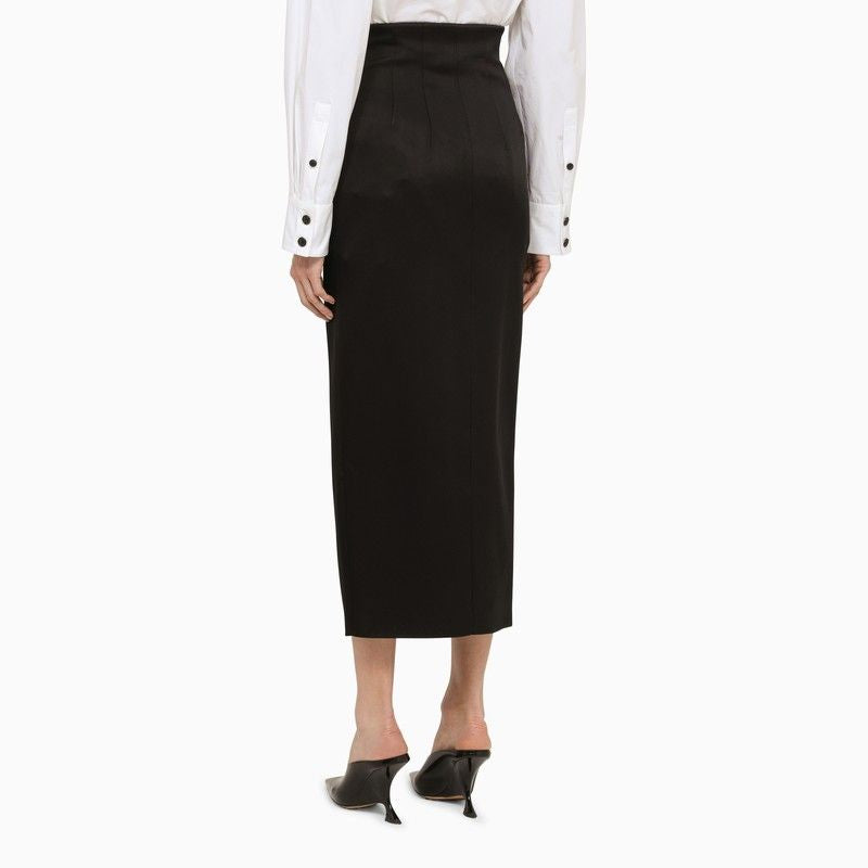 Black Double-Zip Pleated Skirt
