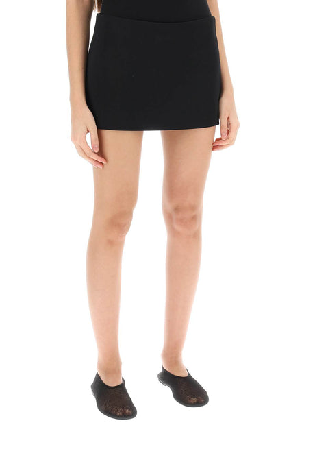 KHAITE Satin Viscose Mini Skirt for Women | Low-Waisted Fit | Side Zipper Closure | Lined Silk Interior