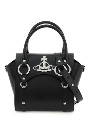 Black Leather Betty Handbag with Iconic Silver Orb