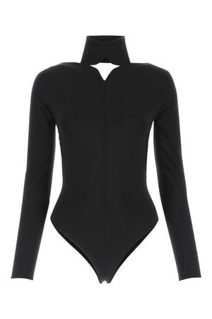 COURREGÈS Feminine Black Diamond Open-Back Bodysuit for Women