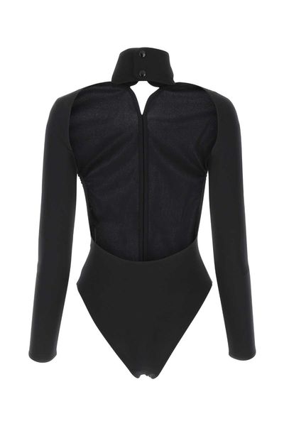 COURREGÈS Feminine Black Diamond Open-Back Bodysuit for Women