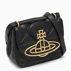 VIVIENNE WESTWOOD Black Leather Shoulder Bag for Women - SS24 Collection