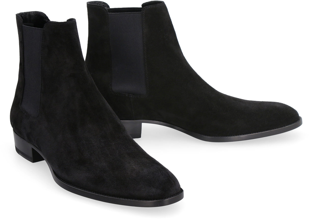 Men's Black Suede Chelsea Boots with Side Elastic Inserts