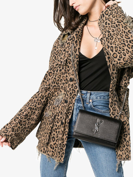 SAINT LAURENT Women's Black Calfskin Leather Small Kate Shoulder Bag SS24
