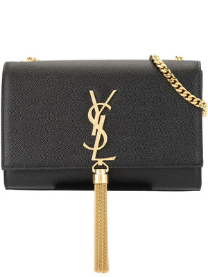 SAINT LAURENT Luxurious Black Leather Shoulder Handbag for Women
