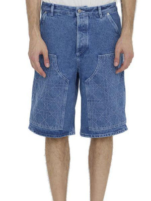 Blue Dior Homme Carpenter-Style Bermuda Shorts with Cannage motif inserts - FW24