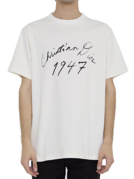 1947男款白色棉質手寫T恤