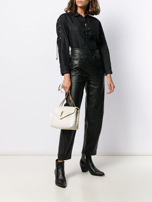 女士米色小牛皮迷你手提包，銅質裝飾 SS24系列