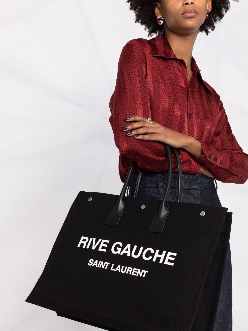 SAINT LAURENT Canvas and Leather Tote Bag for Women