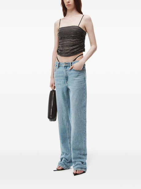 ALEXANDER WANG Chic Blue Denim Jeans with Integral Thong Charm