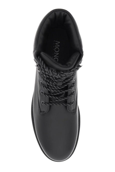 MONCLER Men's Lace-Up Hiking Boots - Water-Repellent Black Leather - FW23