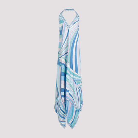 EMILIO PUCCI Elegant Navy Silk Long Dress for Women - SS24