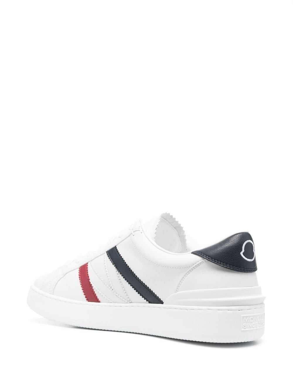 MONCLER White Leather Trainers for Men with Red and Blue Accents and Logo Detail