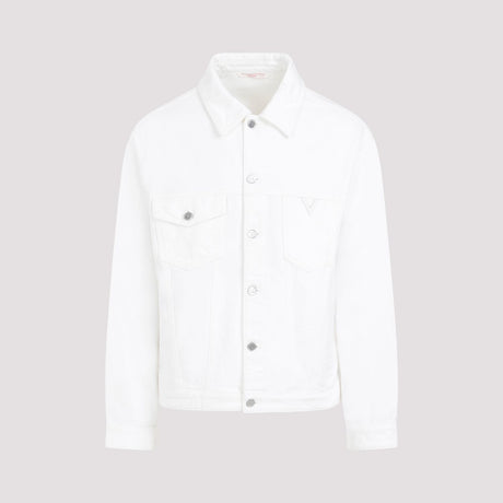 VALENTINO Men's White Denim Jacket for SS24