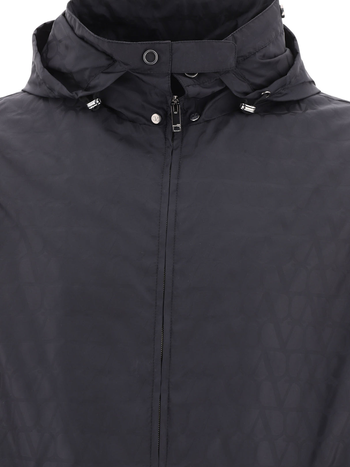 VALENTINO Men's Black Toile Iconographe Windbreaker Jacket for SS24
