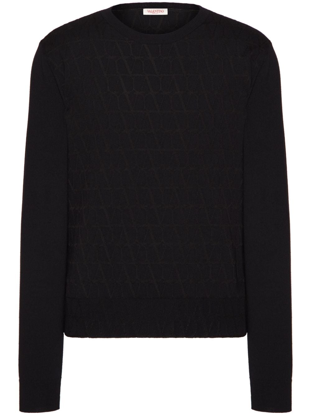 VALENTINO Luxurious Black Wool Monogram Jumper for Men | SS24