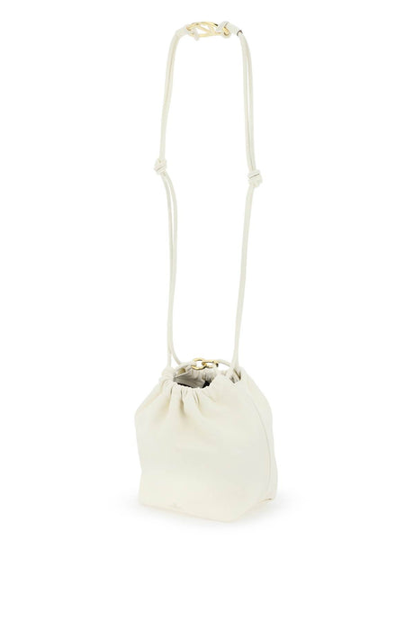 VALENTINO GARAVANI VLOGO POUF BUCKET Handbag | White Nappa Leather | Sliding Shoulder Strap | Open Pocket
