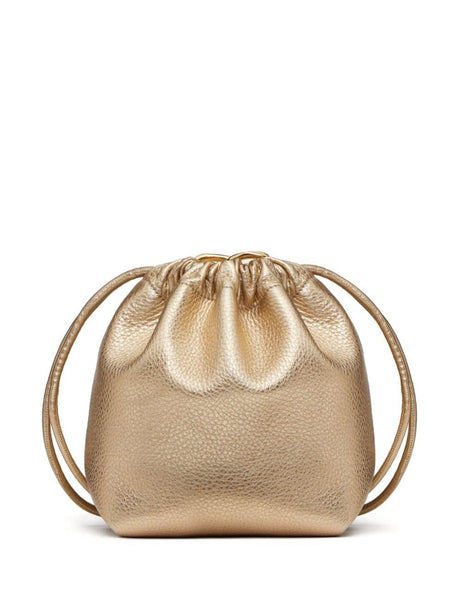 VALENTINO Women's Mini Leather Bucket Bag in Mekong Brown - SS24 Collection