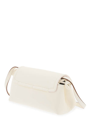 VALENTINO GARAVANI Mini White Nappa Leather Crossbody Bag with Gold Metal Logo and Adjustable Strap