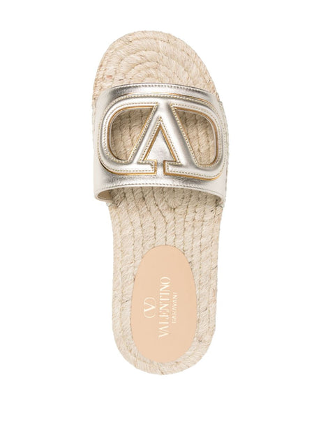 VALENTINO GARAVANI Golden Cut-Out Slide Sandals for Women - SS24 Collection