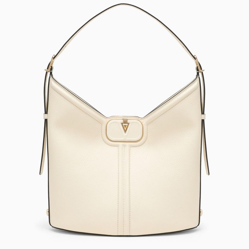 VALENTINO GARAVANI Stunning Vlogo White Leather Hobo Handbag for Women