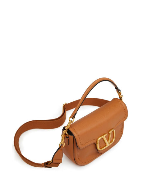 VALENTINO Almondbeig Pouch Handbag with Golden Logo for Women - SS24 Collection