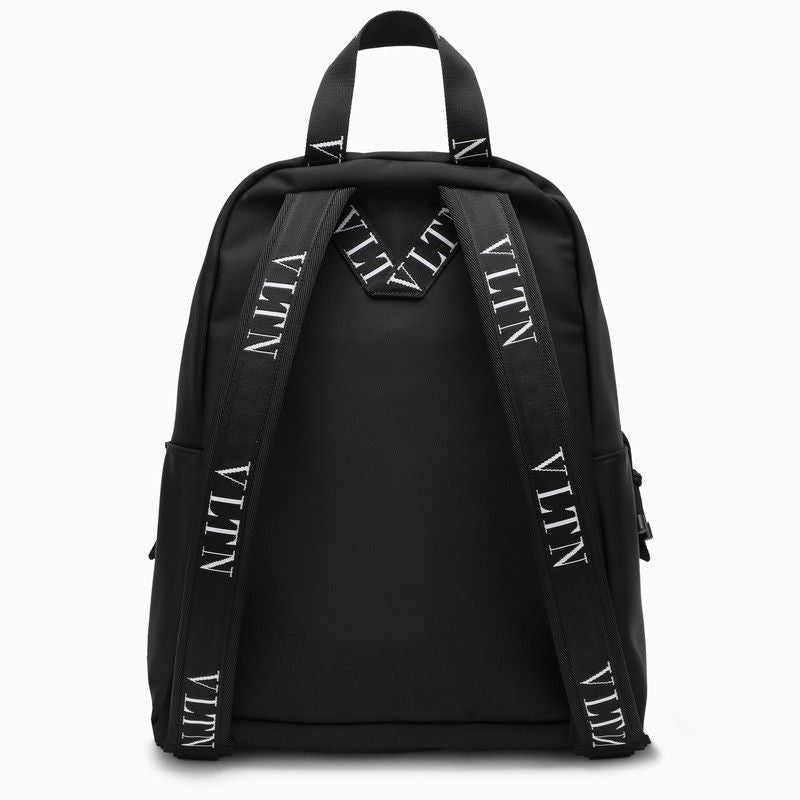 Black and White Logo Print Backpack for Men