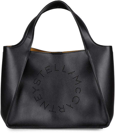 STELLA MCCARTNEY Chocolate Brown Medium Tote with Perforated Logo, Eco-Leather Crossbody Handbag for Women FW23