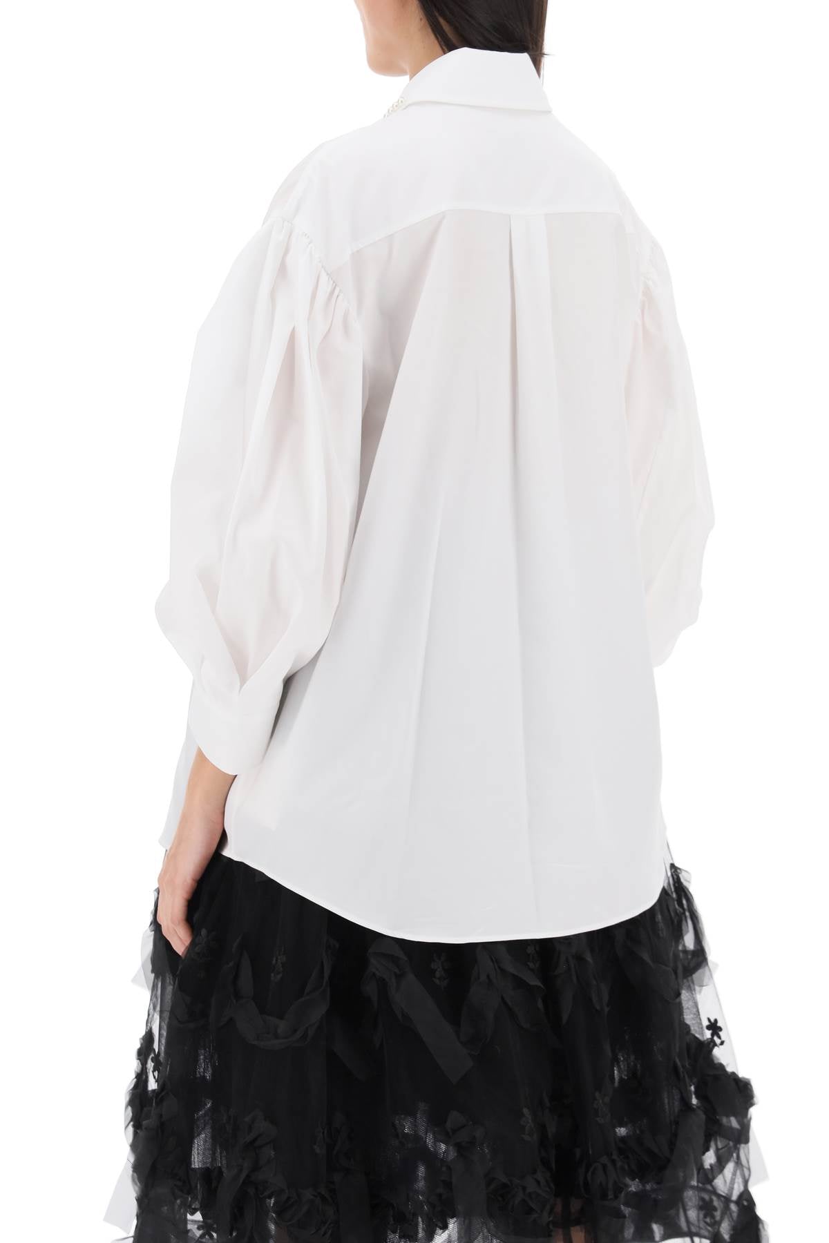 SIMONE ROCHA Feminine White Puff Sleeve Embellished Shirt