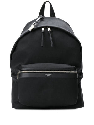 Men's Black Backpack with Leather Trims