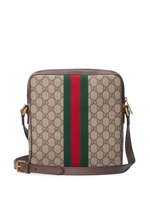 Men's Beige Trim Shoulder Handbag with Gucci-Web Detail