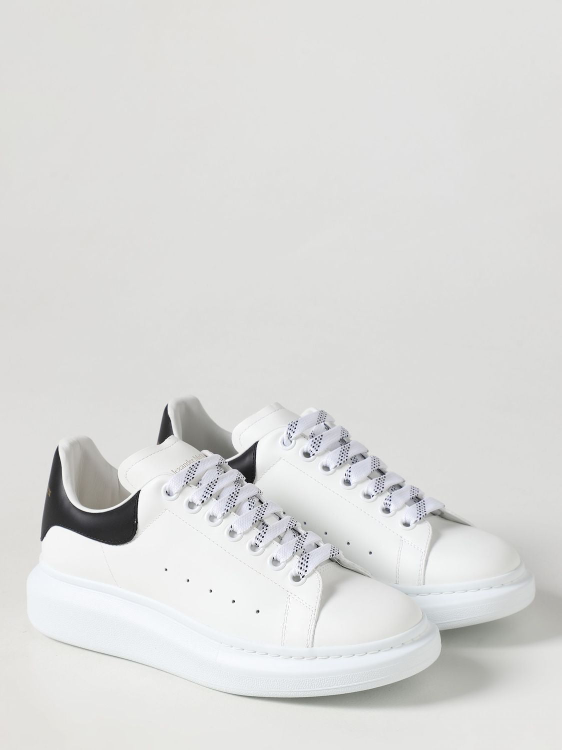 Men's White Leather Oversized Sneakers with Black Accents