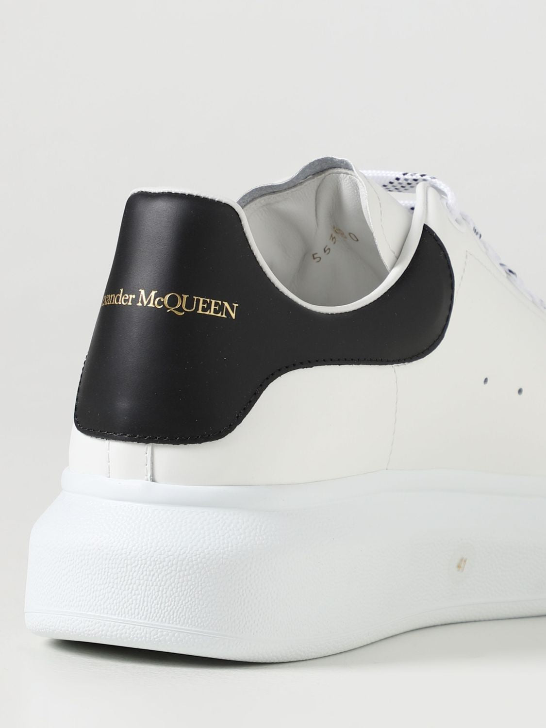 Men's White Leather Oversized Sneakers with Black Accents