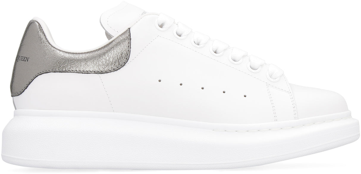 Women's Oversized Leather Sneakers with Metallic Detail