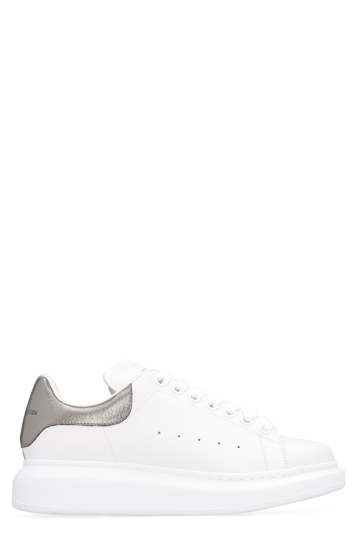 Women's Oversized Leather Sneakers with Metallic Detail