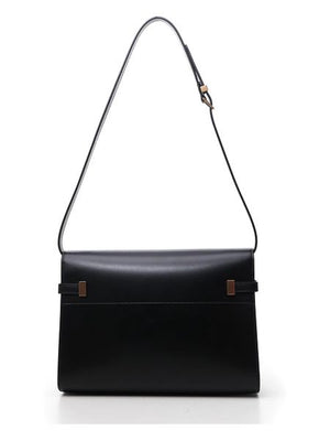 SAINT LAURENT Elegant and Versatile BLACK LEATHER Shoulder Bag for Fashion-Forward Women