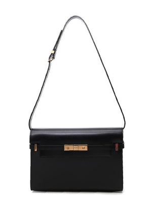 SAINT LAURENT Elegant and Versatile BLACK LEATHER Shoulder Bag for Fashion-Forward Women